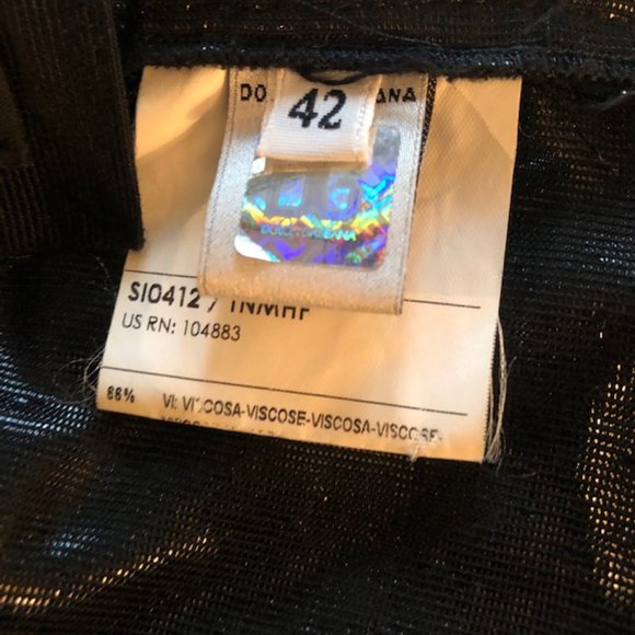 Stunning Dolce & Gabbana Metallic Black‎ Pencil Skirt Sz 42 (US 6) - EUC - Picture 4 of 10